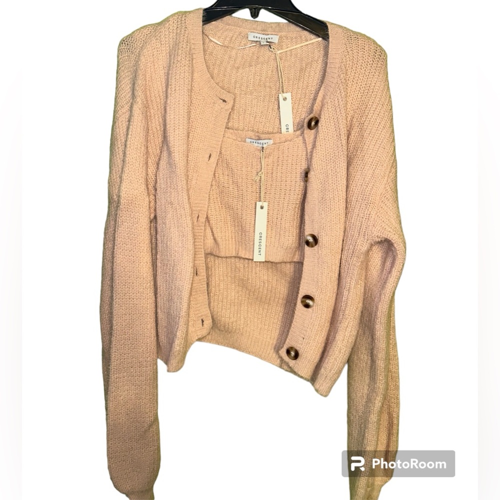 Two Piece Pink Cardigan Set
